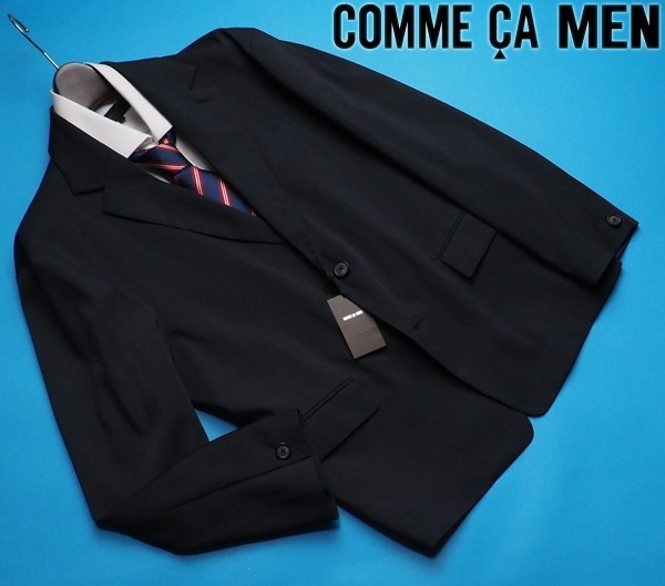 新品サンプル定価4.7万円 COMME CA MEN コムサメン 22A/W新作 中空ポリエステルカルゼ ジャケットM紺(09) 15JA06