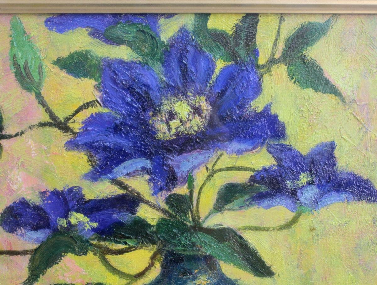 池田雅博作 鉄仙花 油彩 F3号 油絵 額縁 静物画 絵画 美術 芸術の入札 