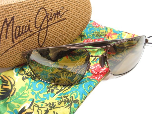 HH超美品 【マウイジム Maui gim】 偏光 サングラス メガネ アイウェア (メンズ) 65/18-120 ブラウン ケース付き♪ ◎3ME5209◎