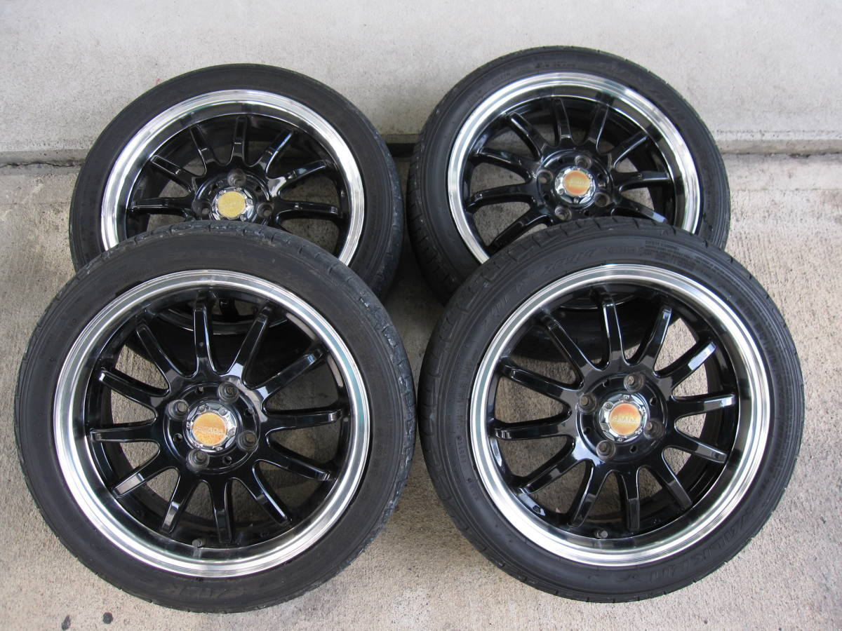 SCADA 165/50R15 中古 4本セット PCD100 4H 5J +45 ブラック スポーク 