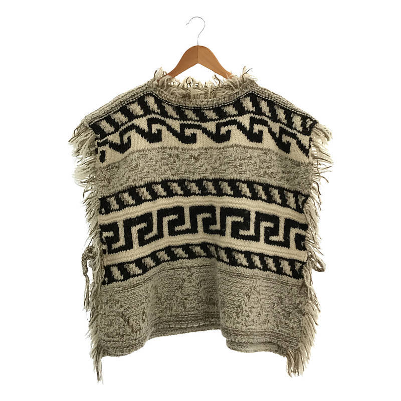 ISABEL MARANT ETOILE / イザベルマランエトワール | ウール混 ローゲージ ネイティブ柄 フリンジ プルオーバー ニット ベ