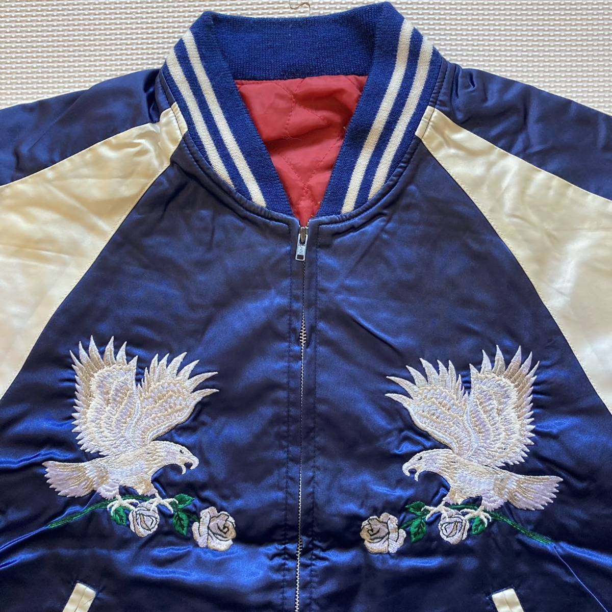 80s 90s VINTAGE!! 豪華刺繍 スカジャン ジャケット 日本製 FREE