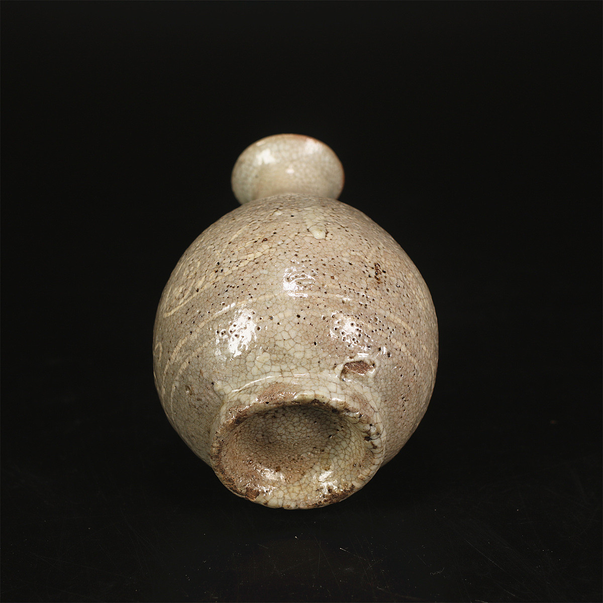 C9738 朝鮮 【李朝時代】 青磁三島象嵌魚紋 徳利／箱付 時代のなおし