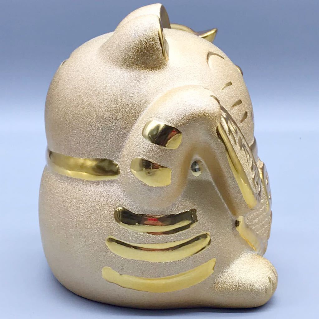 招き猫 猫 ネコ 貯金箱 陶器 縁起物 置物 金 ゴールド 招福 金運 風水