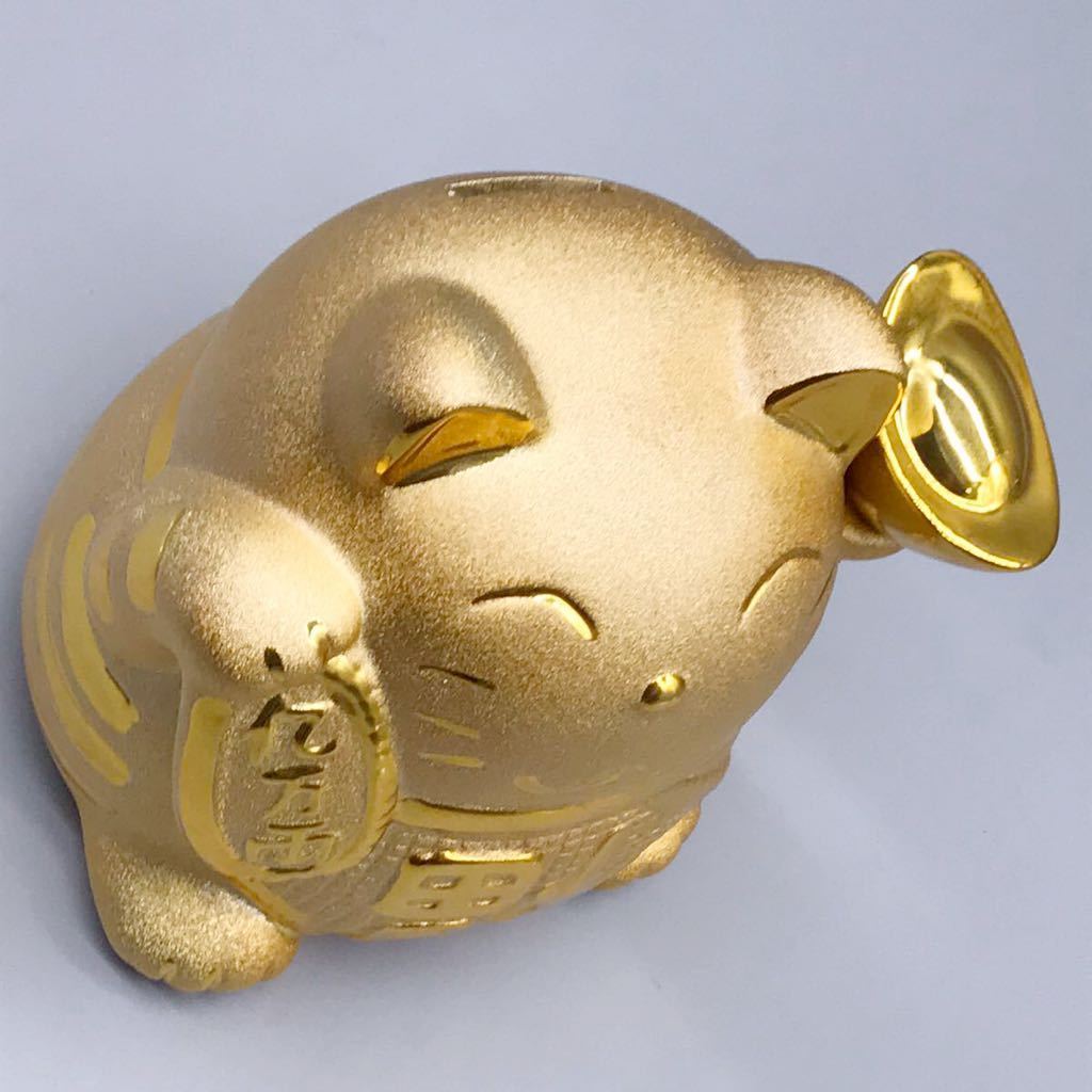 招き猫 猫 ネコ 貯金箱 陶器 縁起物 置物 金 ゴールド 招福 金運 風水