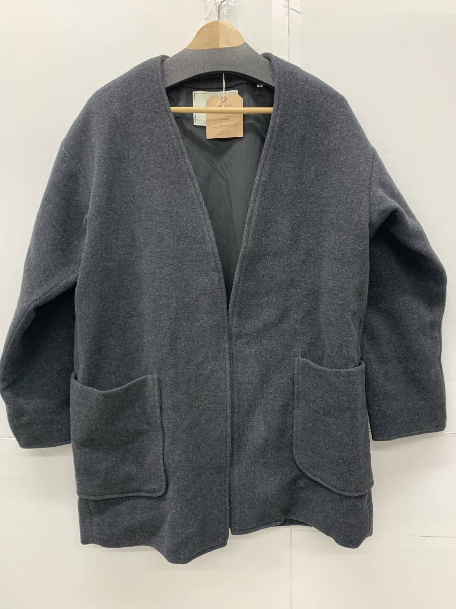 217-PM53）未使用 GOLD TASMANIA WOOL NO COLLAR JACKET GL14254 S ゴールド 東洋エンタープライズ ウール ジャケット コート グレー