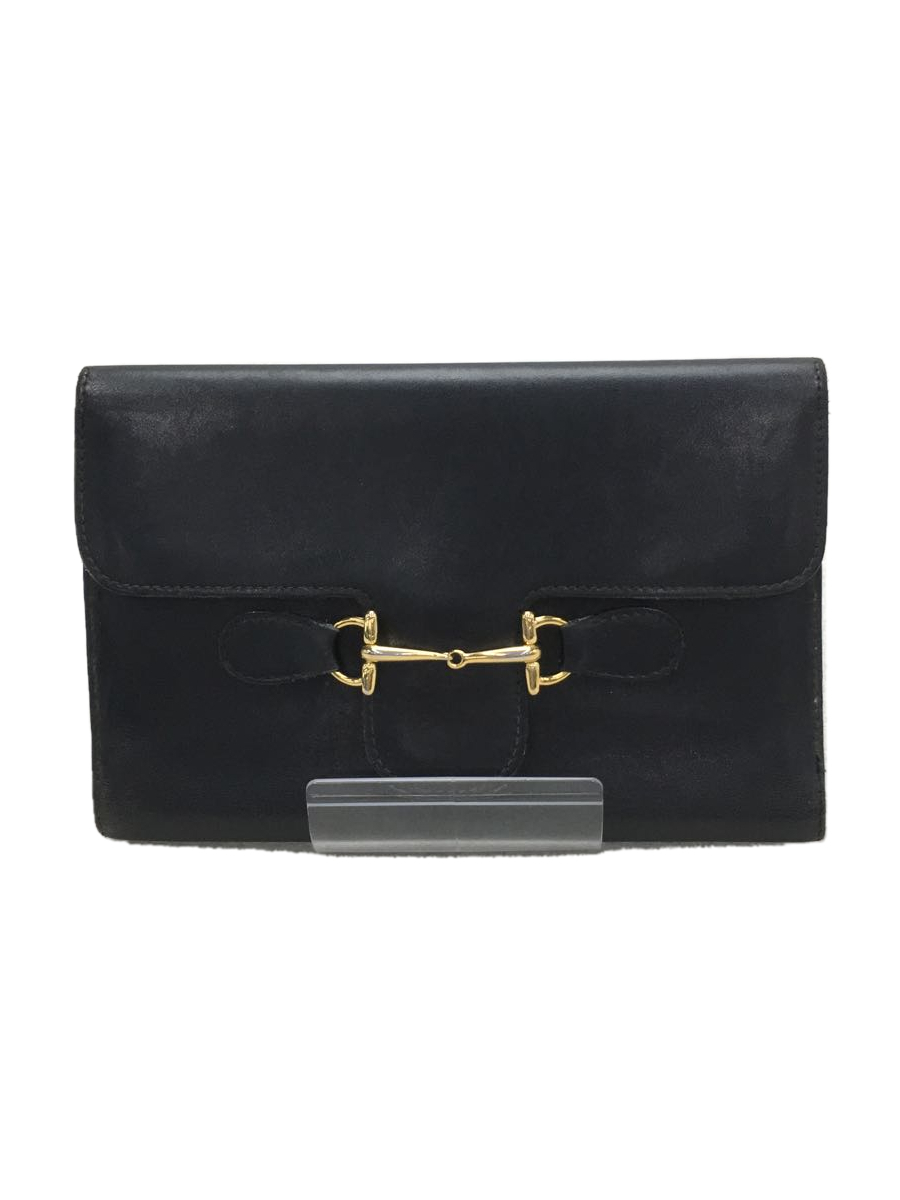 GUCCI◆内側考慮/035・416・0373/2つ折り財布/ホースビット/レザー/BLK