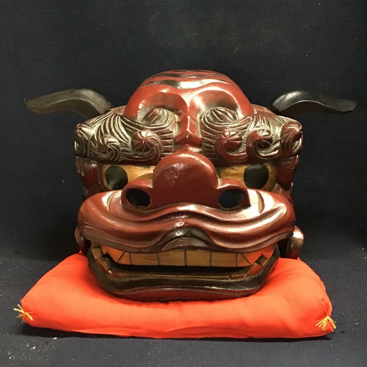 獅子舞　獅子頭　木彫　魔除け　祭　置物　古美術　神楽 木製 木彫 獅子舞 獅子頭 木彫 厄除け 能面 インテリア 獅子頭 獅子舞 木彫 楽舞