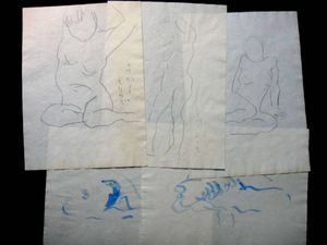 戸田紫夕 デッサン画 鉛筆絵 絵画 美術 絵 ヴィンテージ 女性 裸婦 