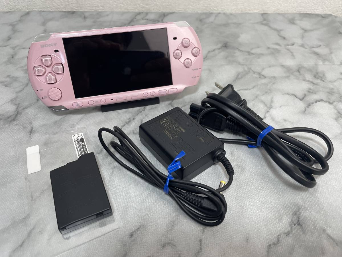 PSP-3000 AKBモデル ピンク SONY 付属品完備 純正バッテリー 画面保護  