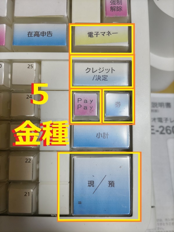 取扱説明書付 カシオ レジスター TE-2600 中古 PayPay等、5金