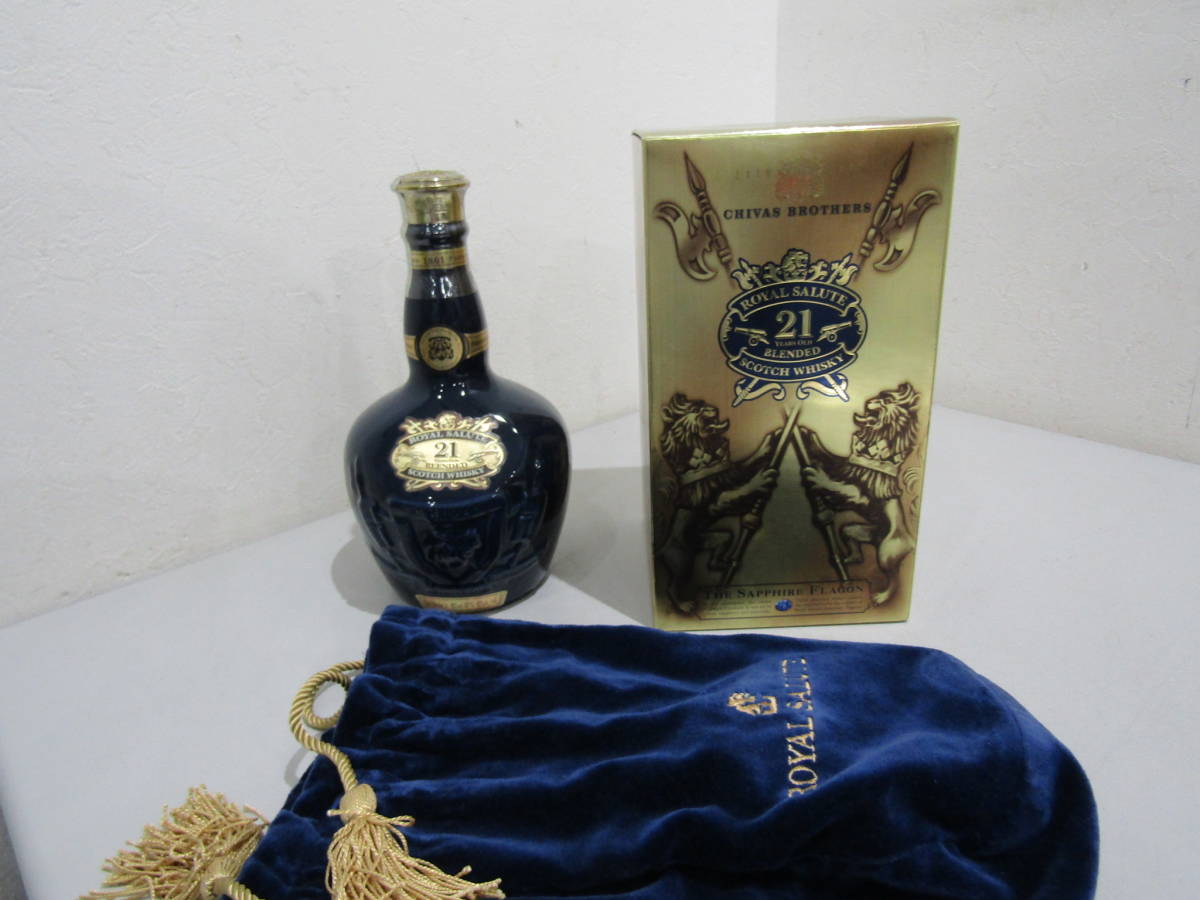 ◇未開栓 古酒 ロイヤルサルート 21年 青陶器 未開栓 箱付 OT-