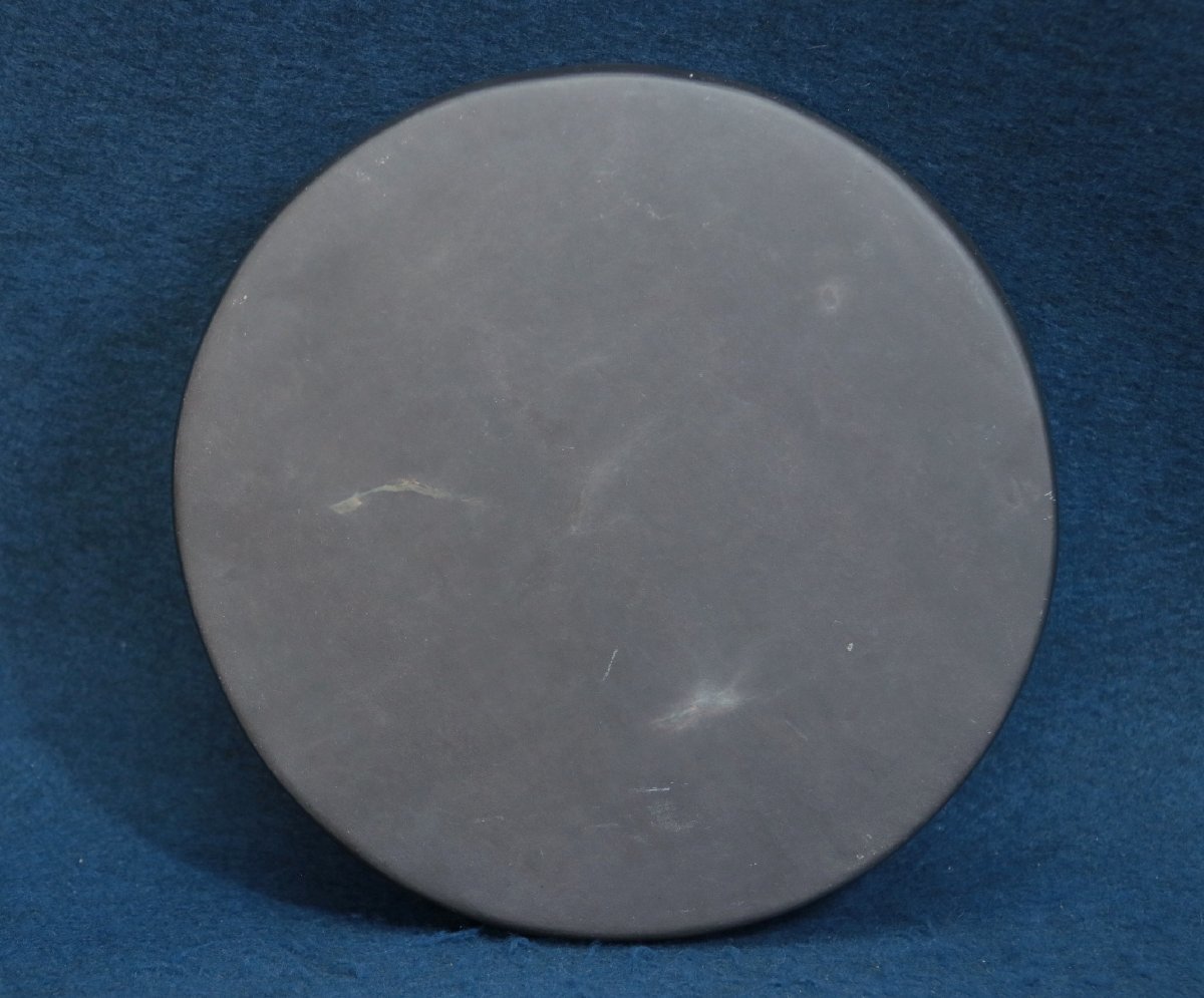 中国の古い硯 端渓 雲月円硯 眼 青花 15.5×3CM 唐物 文房具 文房四宝