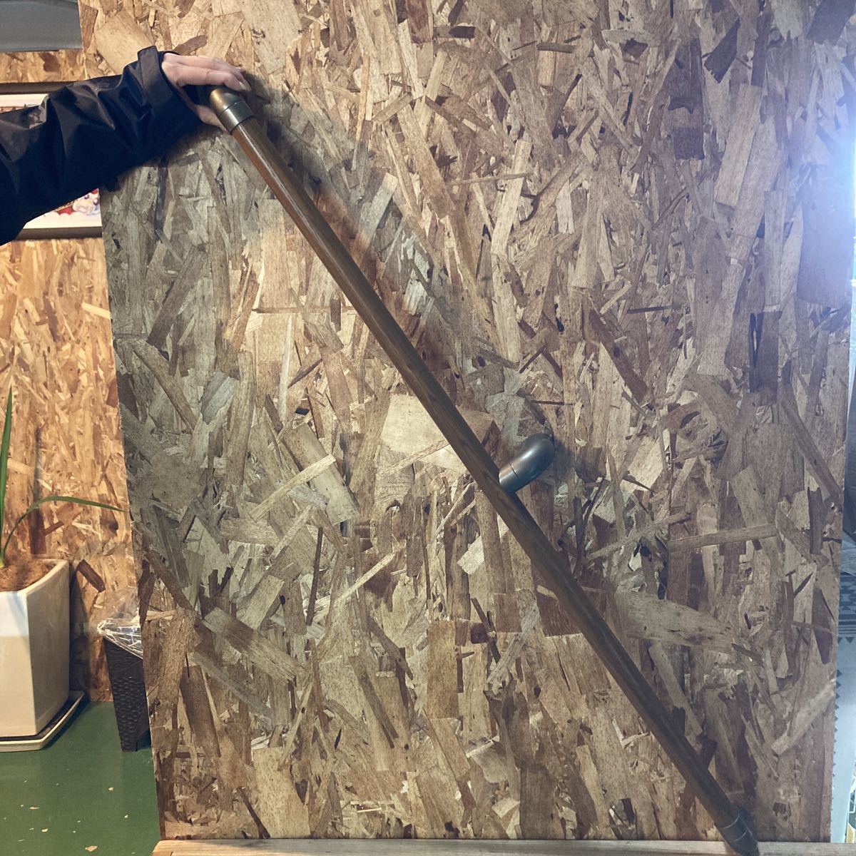 送料無料【M△103】バリアフリー 手すり　約117センチ　基本セット 木製 介護手すり　介護