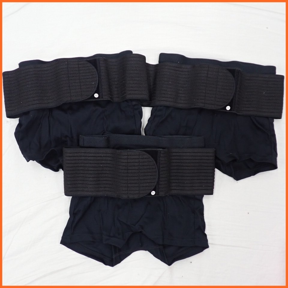 ★未使用 日本直販 パワーガード ボクサータイプ 骨盤ショーツ 3点セット レディースM/ブラック/綿100%/外箱付き&1866100007