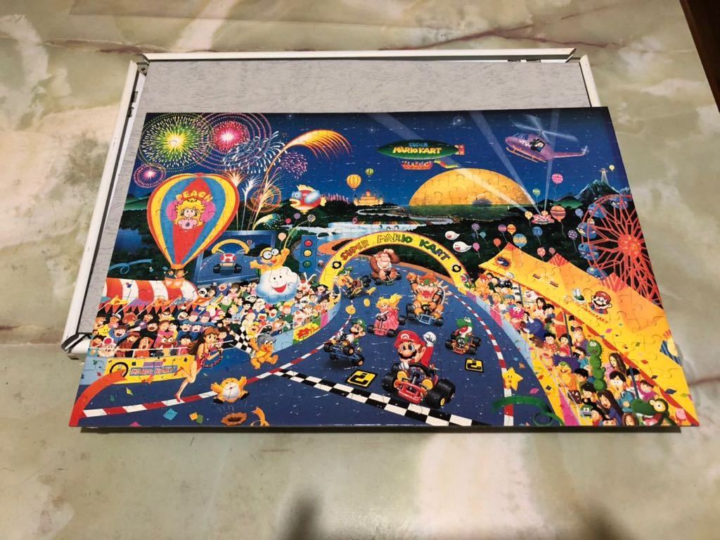 完成品 スーパーマリオカート ジグソーパズル レトロ ビンテージ 額縁