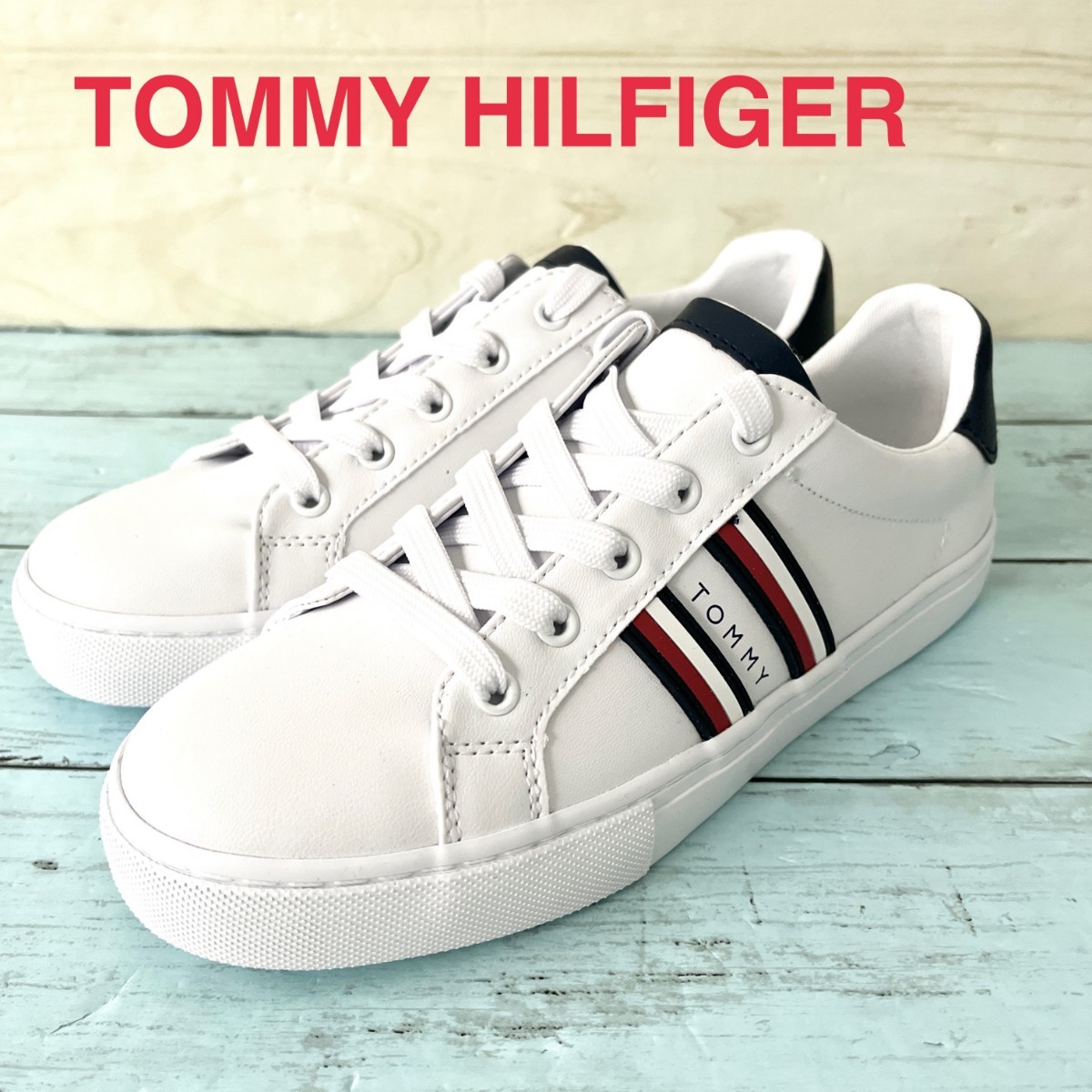 TOMMY HILFIGER トミーヒルフィガー スニーカー レディース ローカット シューズ ホワイト フラッグ 白 新品 ブランド 日本未入荷 レザー