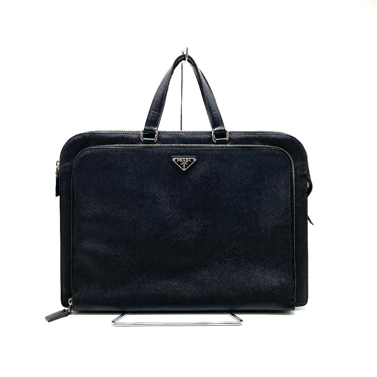 中古】プラダ/PRADA ブリーフケース ビジネスバッグ レザー ブラック