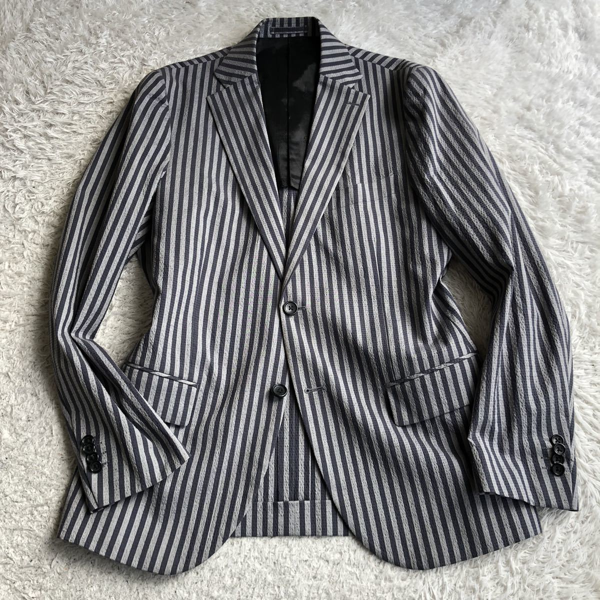 美品】 ナノユニバース コットン ポリエステル 2B ジャケット シア 