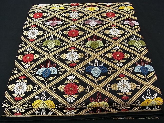 花美人□六通柄袋帯 正倉院鳳凰花文 金銀糸 逸品