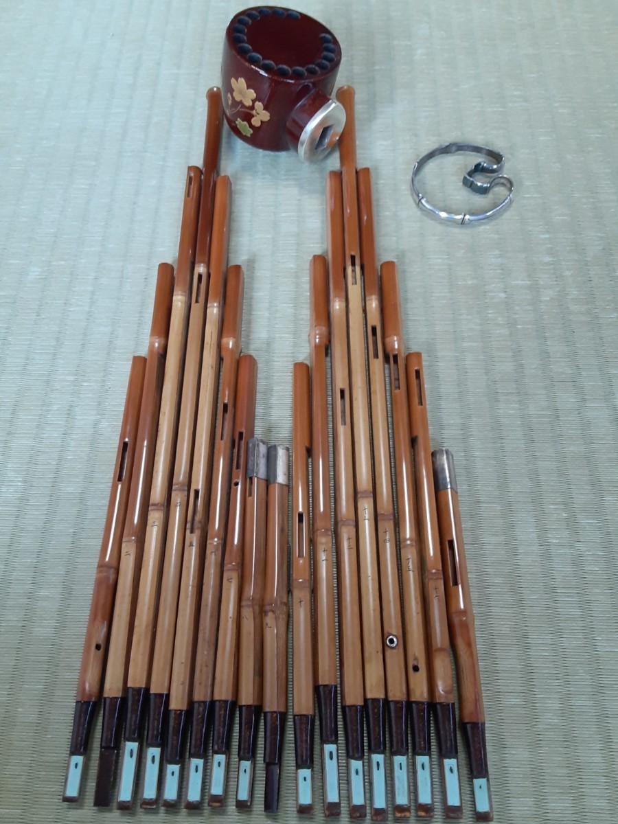 雅楽 笙 本煤竹 乱節 雅楽龍笛篳篥笙 岡村 厚作 煤竹（人工）乱
