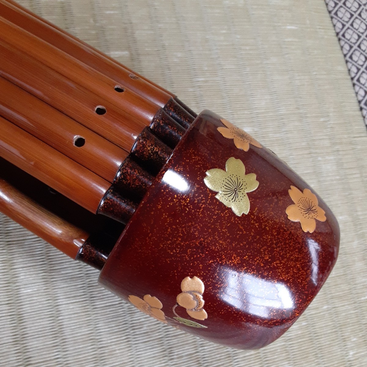 雅楽 笙 本煤竹 乱節 雅楽龍笛篳篥笙 岡村 厚作 煤竹（人工）乱