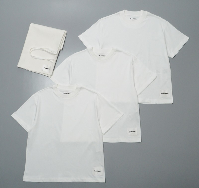 TF6636◇未使用*JIL SANDER+/ジルサンダープラス*3パックTシャツ*メンズL コットン クルーネック カットソー ホワイト 白*J40GC0001