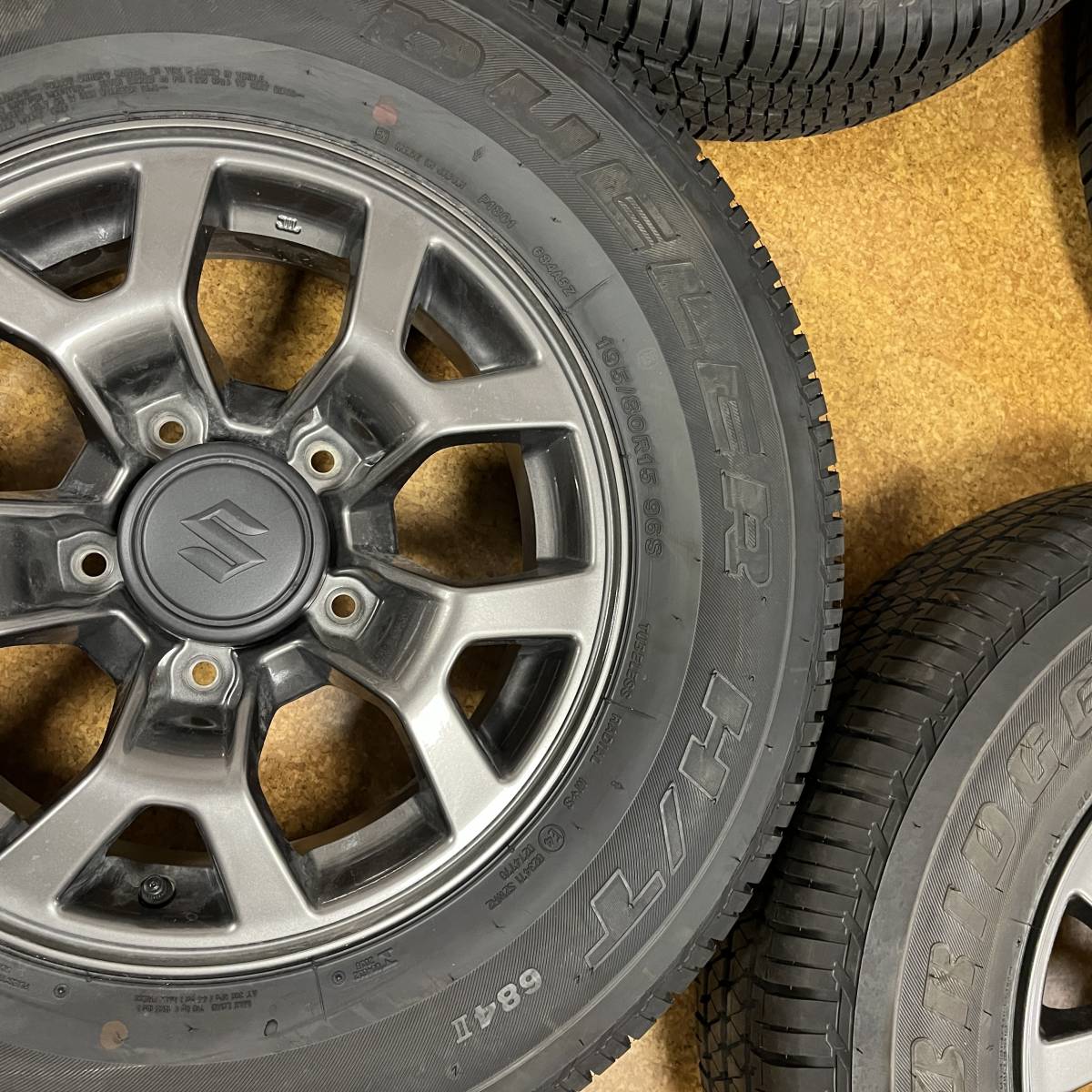 1円 新車外し ジムニーシエラ 純正ホイールタイヤ スペアタイヤ 5本 