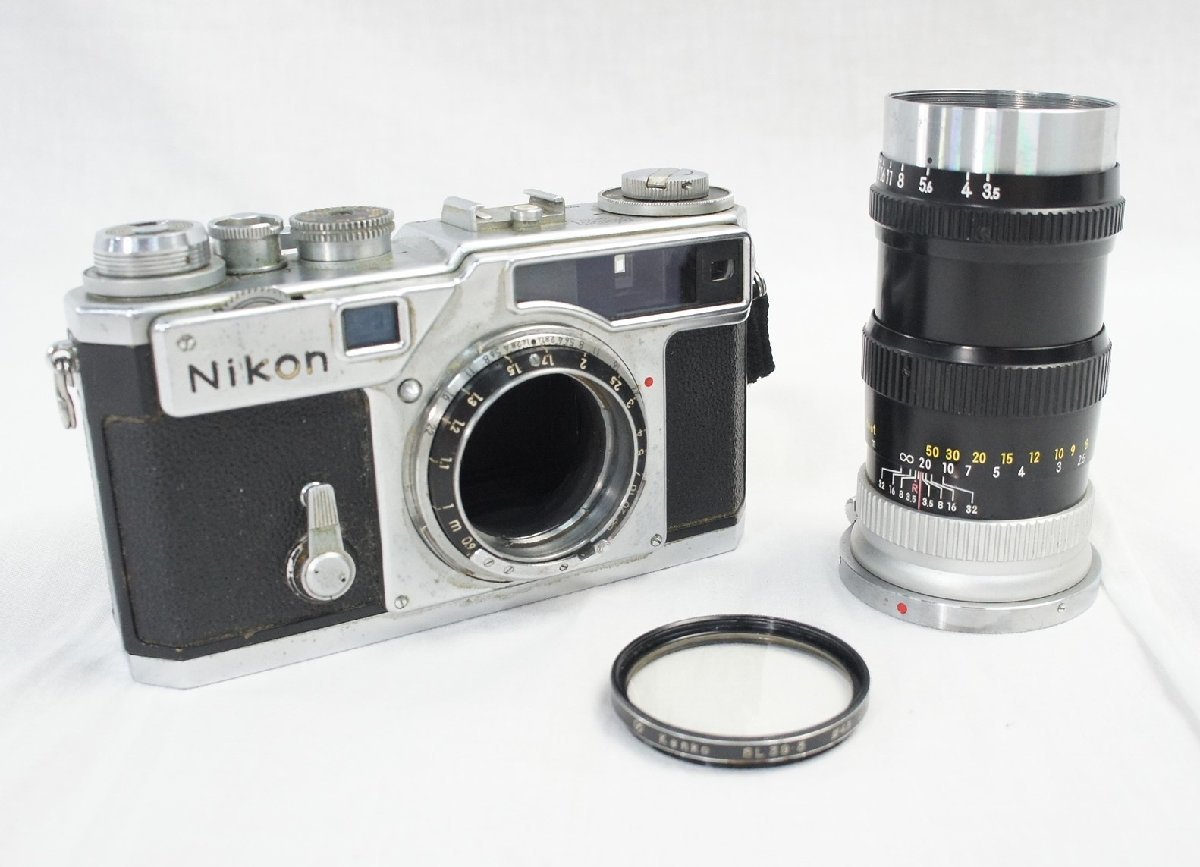 02★Nikon ニコン SP フィルムカメラ 日本光学 NIPPON KOGAKU NIKKOR-Q 1:3.5 ｆ-135ｍｍ No.282686 カメラ★7575N7　/20ｂ