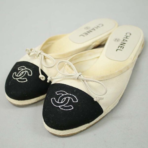 [PT10229] シャネル サンダル アイボリー系 37 CHANEL