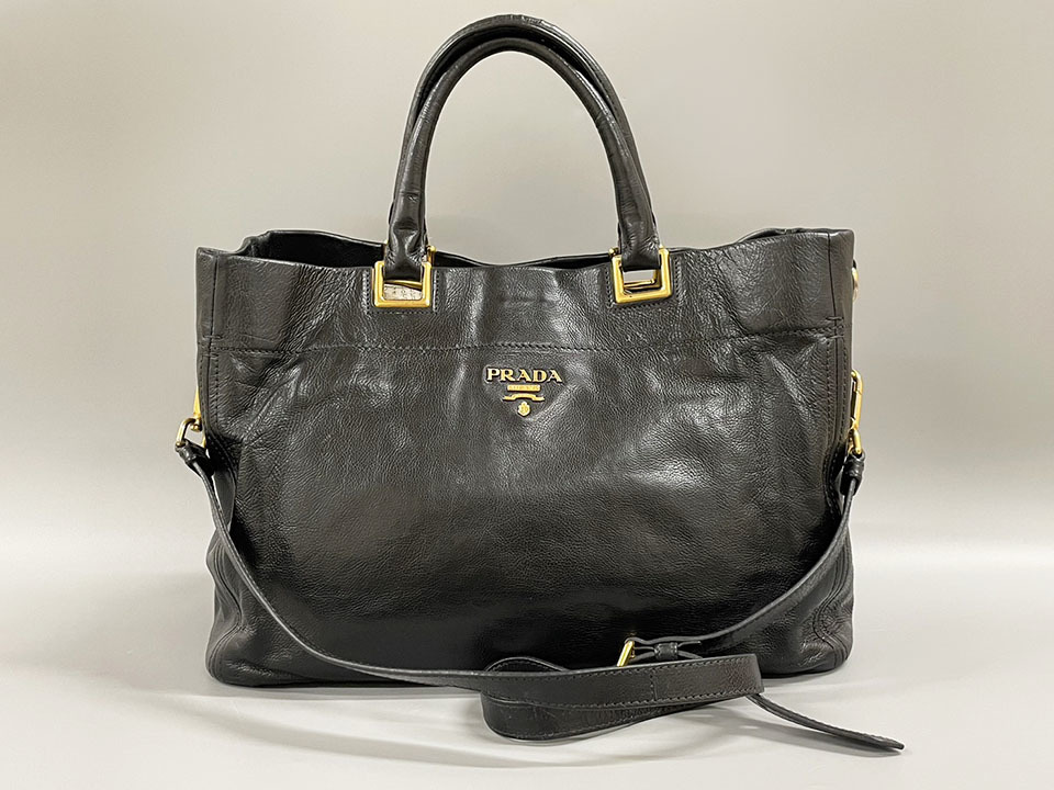 PRADA プラダ 2way ハンドバッグ トートバッグ ブラック レザー