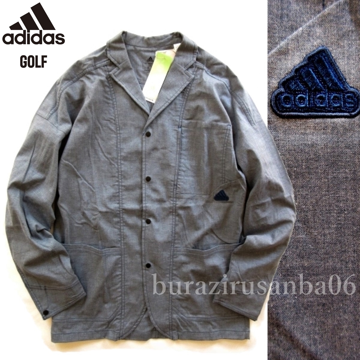 メンズ L◆未使用 定価16，500円 adidas GOLF アディダス ゴルフ テーラードジャケット ストレッチ PRIMEGREEN ゴルフウエア GM0813