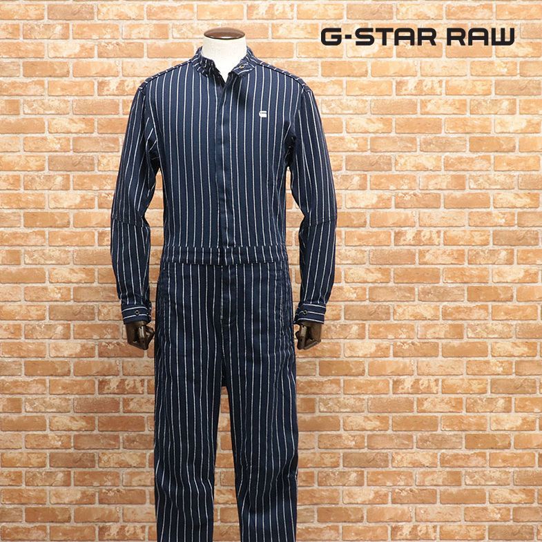 1円/G-STAR RAW/Lサイズ/つなぎ AVERNUS RACER SUIT D09416-A071-8708 ピンストライプ ジャンプスーツ 新品/紺/ネイビー/ga343/