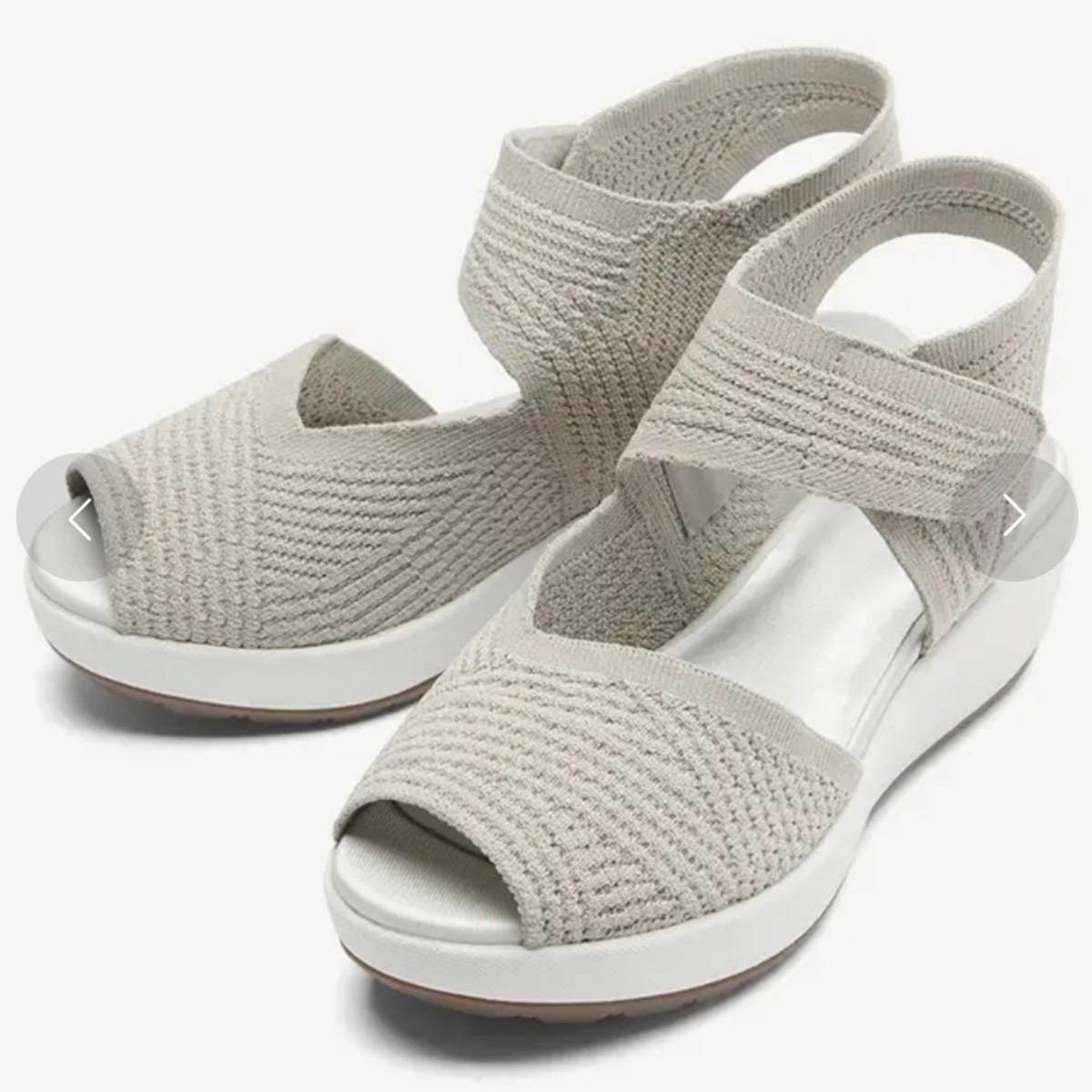 ★fitfit★厚底・ウェッジソール・サンダル・ニットアンクルサンダル・サンドべージュ・24.5