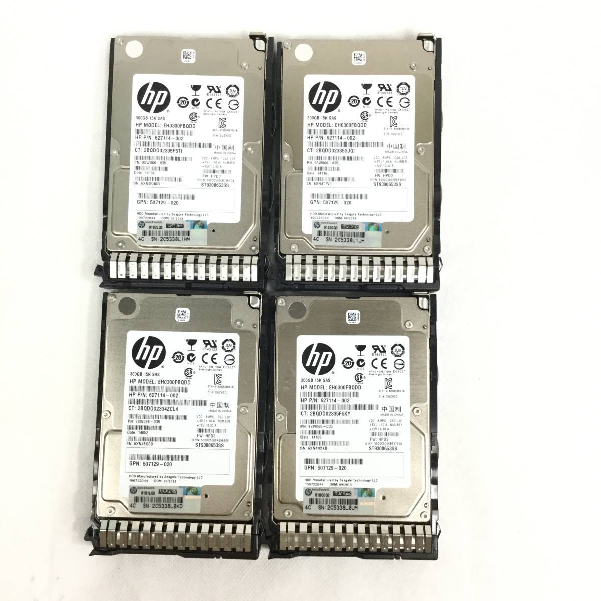 K5042064 HP 300GB SAS 15K 2.5インチ G8マウンタ HDD 4点【中古動作品】