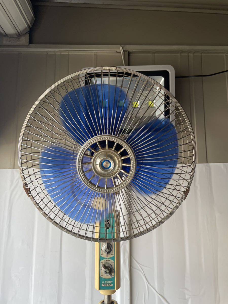 三菱 扇風機 昭和レトロ 動作品 - 35cm R35-Y5 メルカリ グリーン羽根