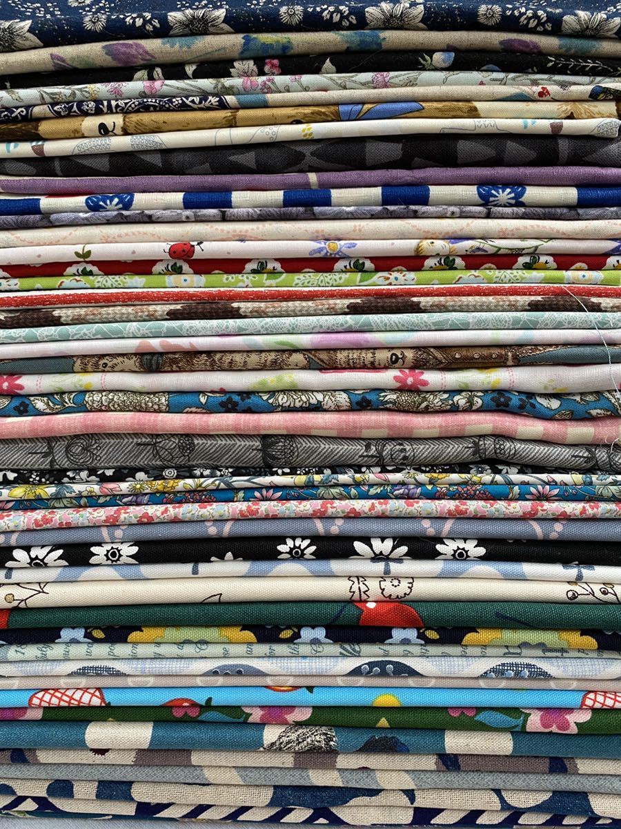 送料無料！カットクロス布幅×50cm/綿麻キャンバス、オックス、シーチングetc…合計45枚/ダンボール80サイズ/春のソーイングにどうぞ♪