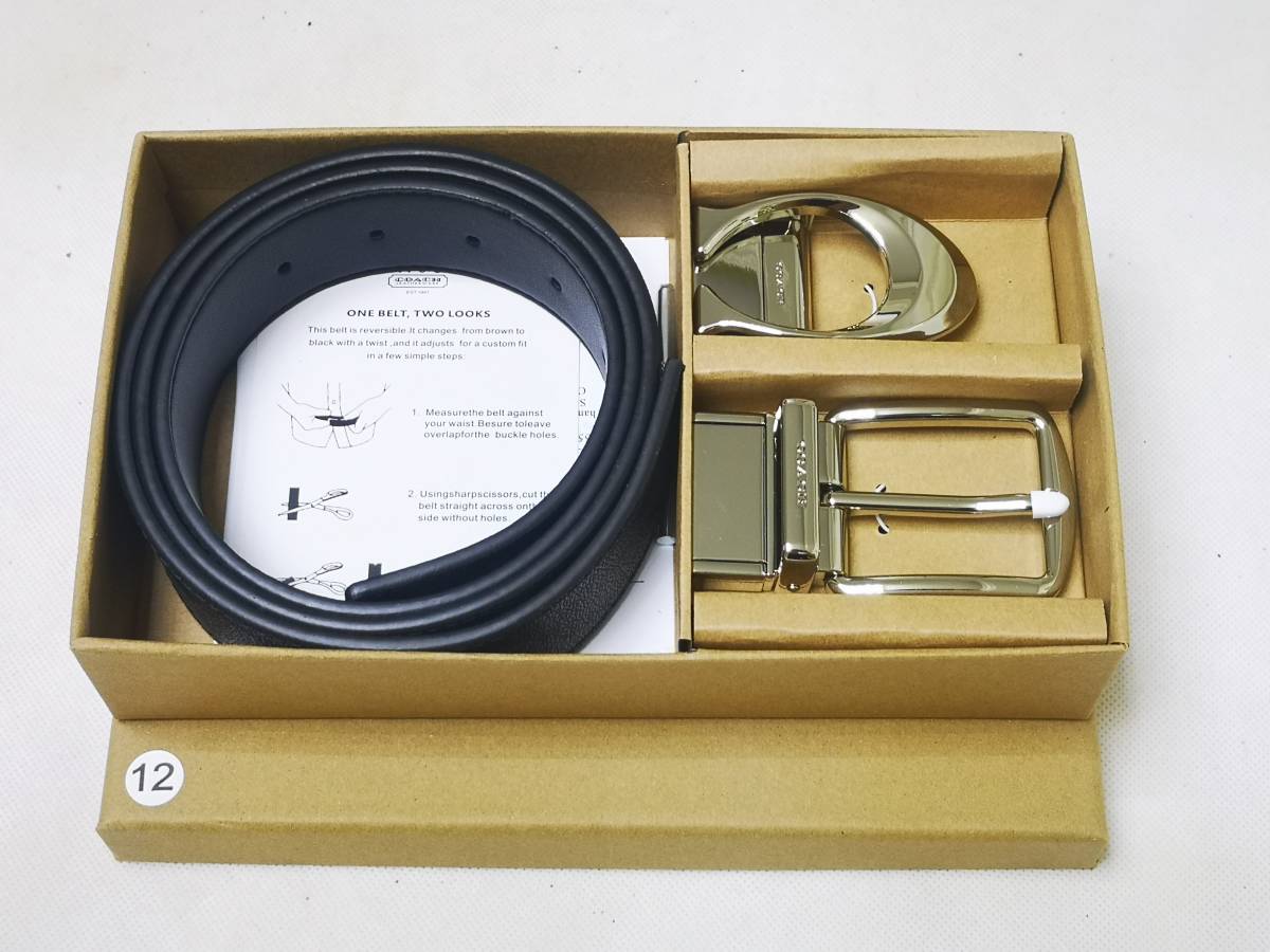 NO12 新品未使用 正規品COACH コーチ リバーシブル ベルトメンズベルト 