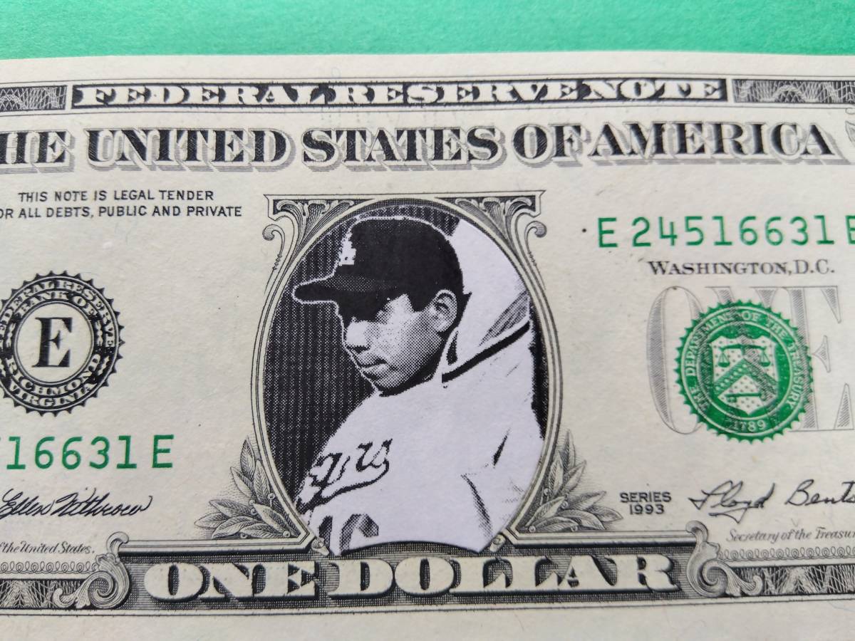 野口英世1000円 紙幣1ドル紙幣(野茂選手・野口英世ＴＰ777777) 趣番 茶色