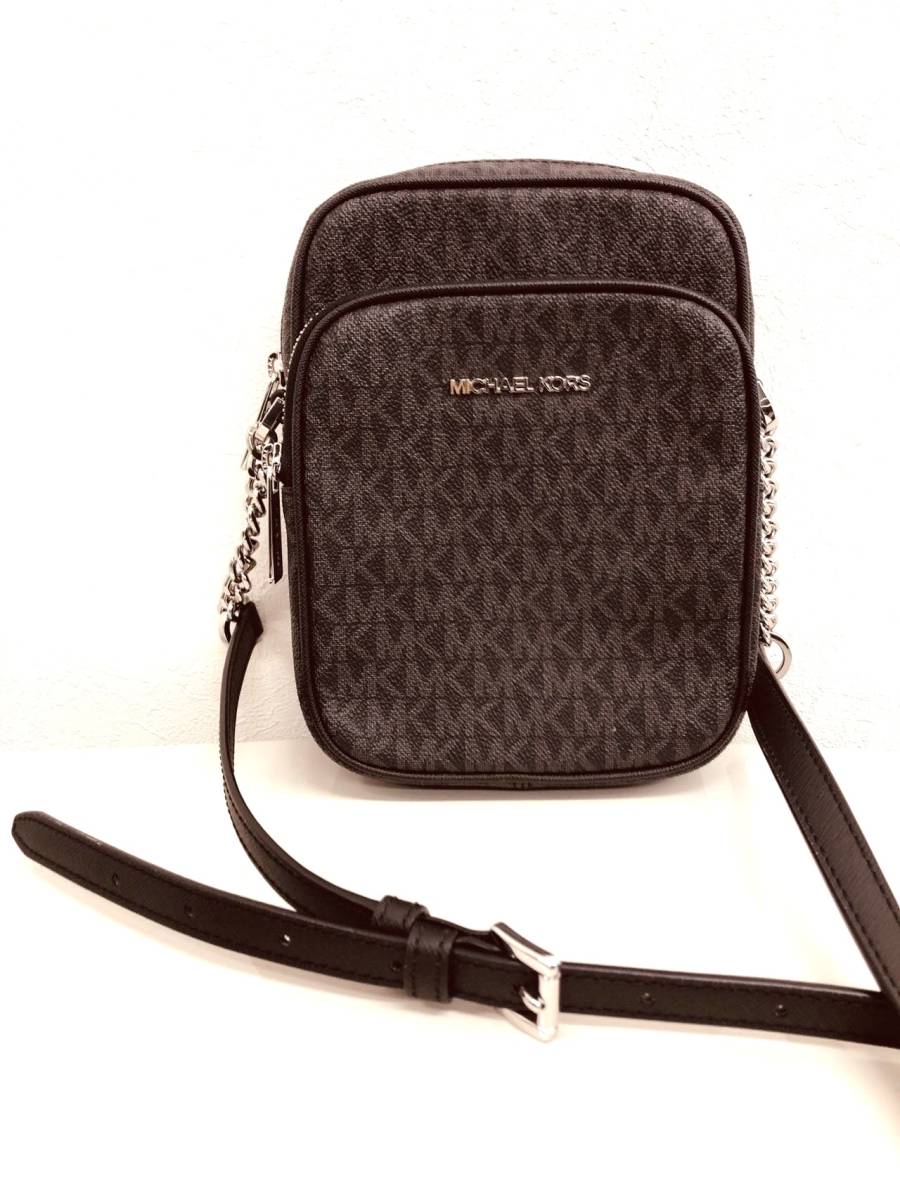 ■極美品■ MICHAEL KORS マイケルコース MK柄 PVC チェーン クロスボディ ショルダーバッグ ポシェット