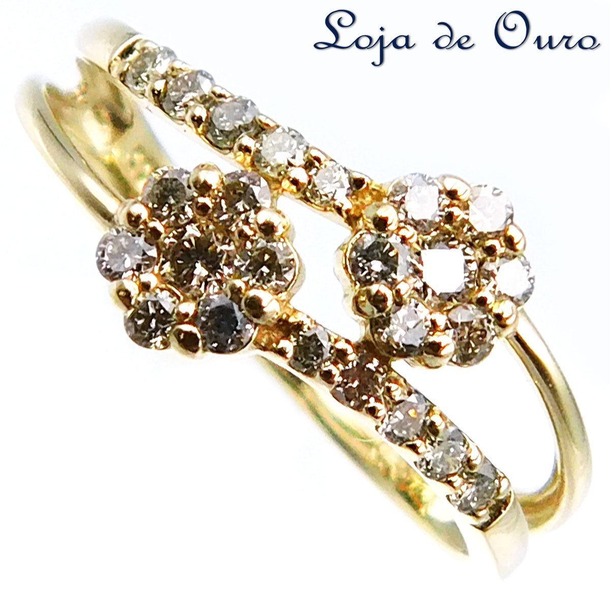 ★ダイヤモンド0.31ct★K10YG◆お花モチーフ◆リング◆10.5号【送料無料】