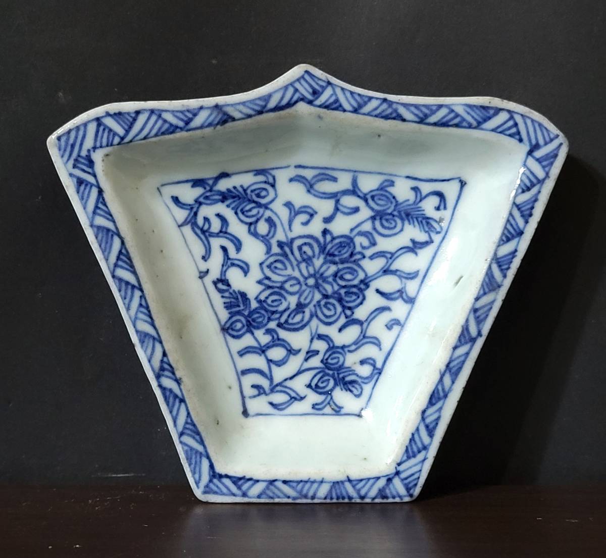 古美術柳 時代唐物 青花 花唐草文変形皿 二客 清朝期 【公式通販】