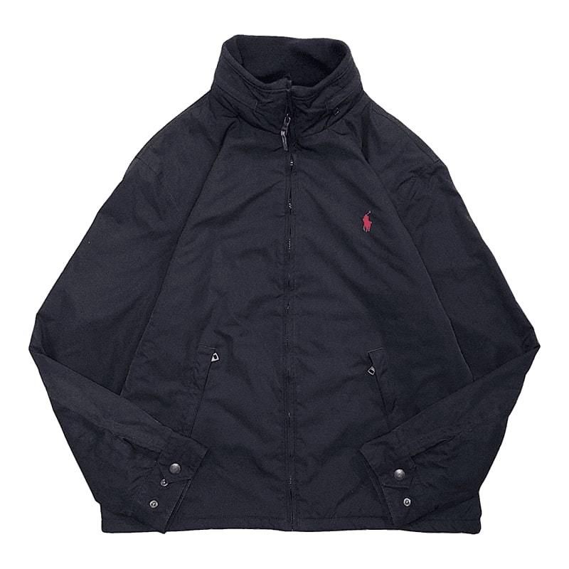 【良好　クリーニング済】RALPH LAUREN　ポロ ラルフローレン　フリース　ナイロンジャケット　ドリズラー　スウィングトップ　フード　黒
