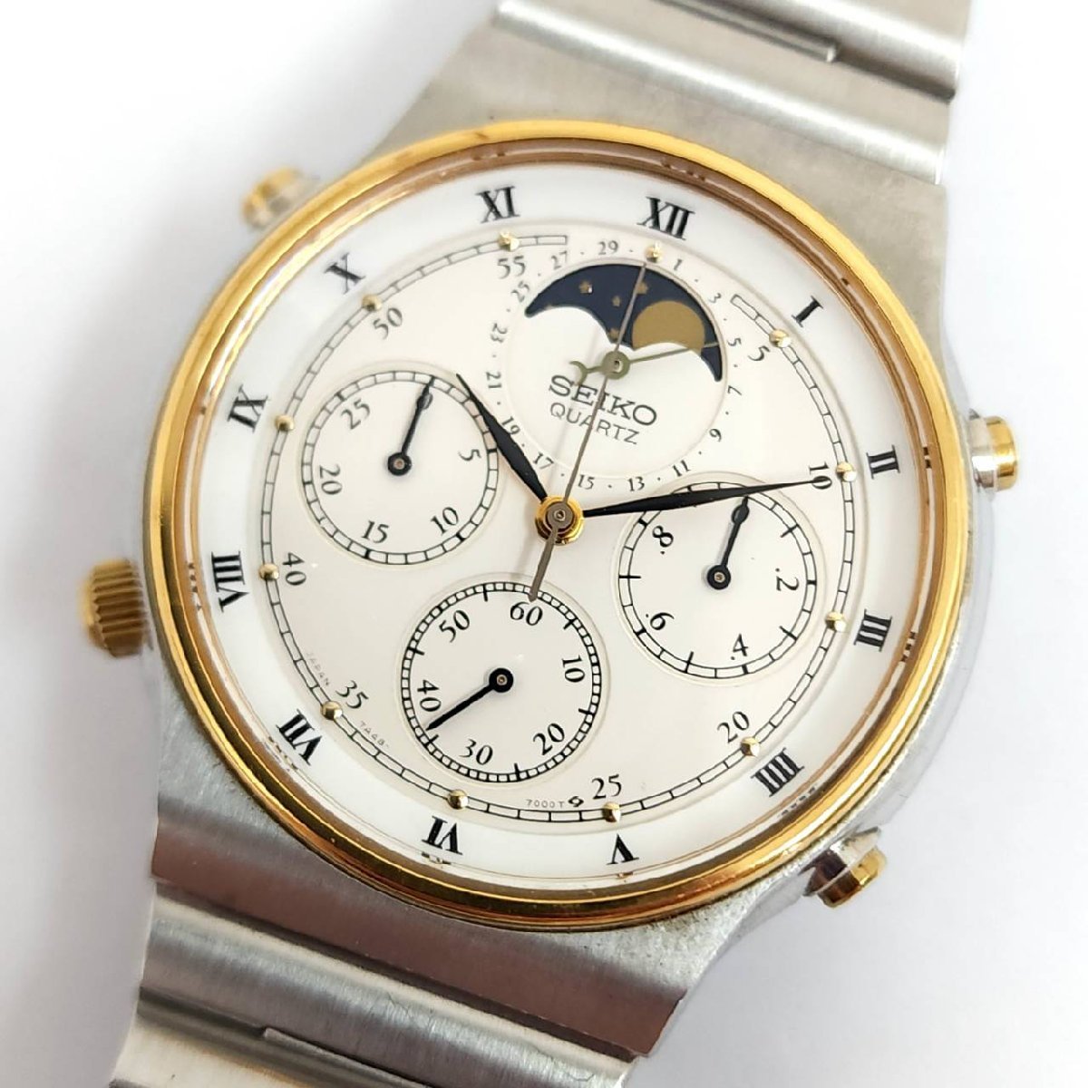 SEIKO セイコー ムーンフェイズ 7A48-7000 クロノグラフ クォーツ 白 