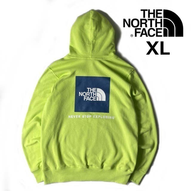 1円～!売切!【正規新品】THE NORTH FACE ◆BOX NSE PULLOVER HOODIE◆プルオーバー パーカー US限定 ボックスロゴ 裏起毛(XL)緑 181130-33