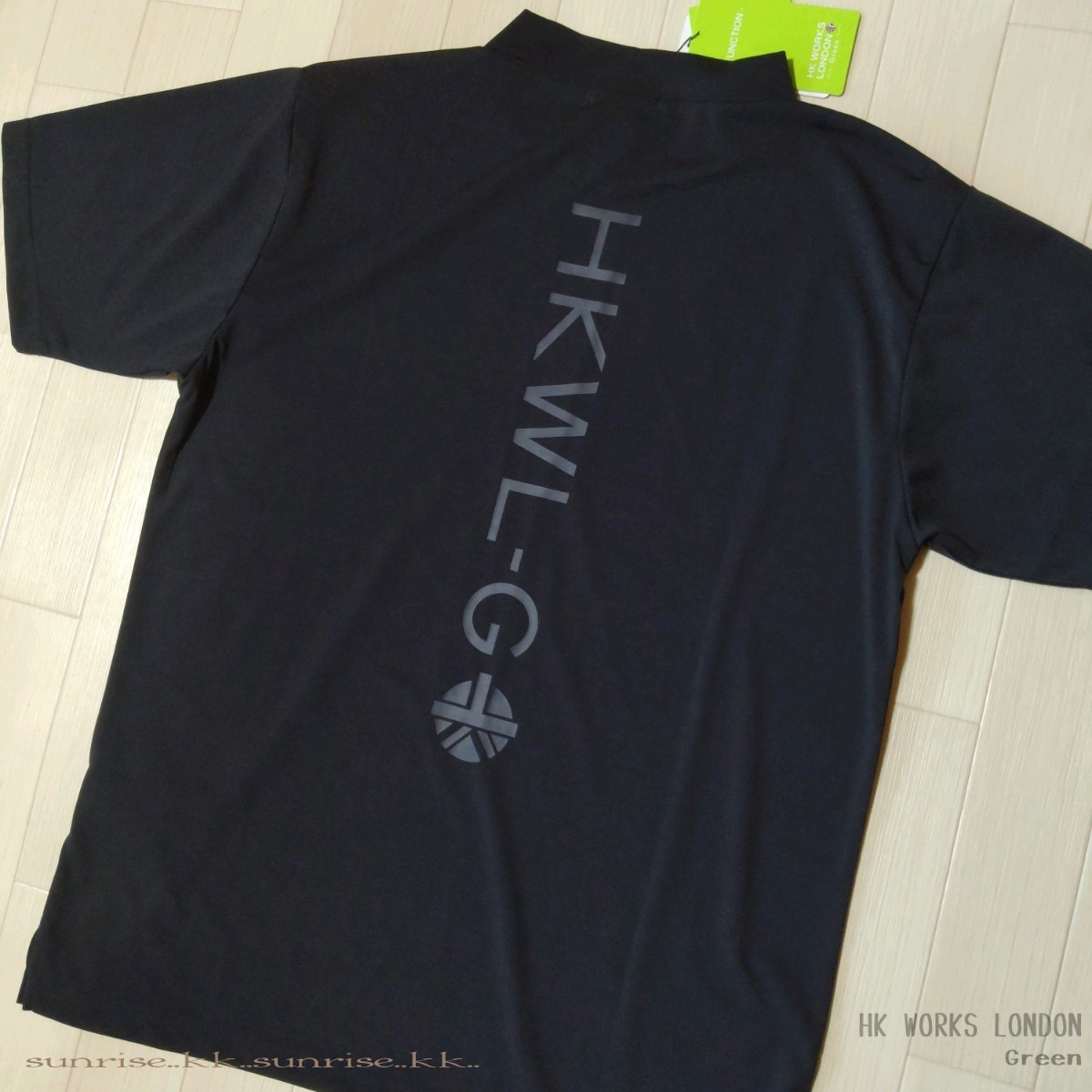 新品 LL (XL) HK WORKS LONDON Green コシノ ヒロコ GOLF モック ネック ストレッチ シャツ 吸収速乾 UV 対策 ネイビー 濃い紺