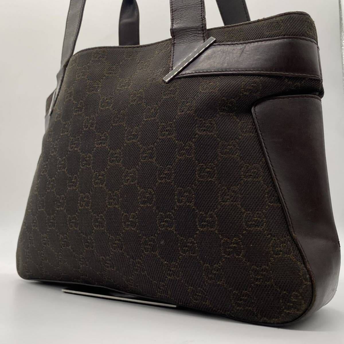 1円〜 美品 グッチ GUCCI トートバッグ ハンド ビジネス デニム GG柄 