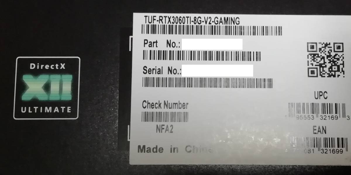 ASUS TUF-RTX3060TI-8G-V2-GAMING（新品・未使用・未開封） 【公式通販】