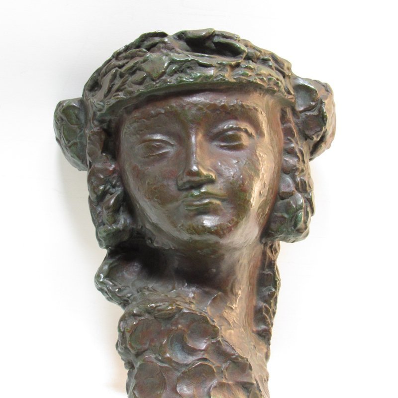 GINZA絵画館】後藤清一 ブロンズ彫刻像「少女の顔」1933年作・遺族