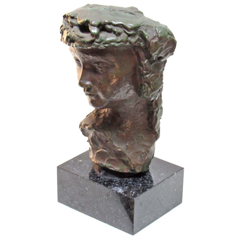 GINZA絵画館】後藤清一 ブロンズ彫刻像「少女の顔」1933年作・遺族